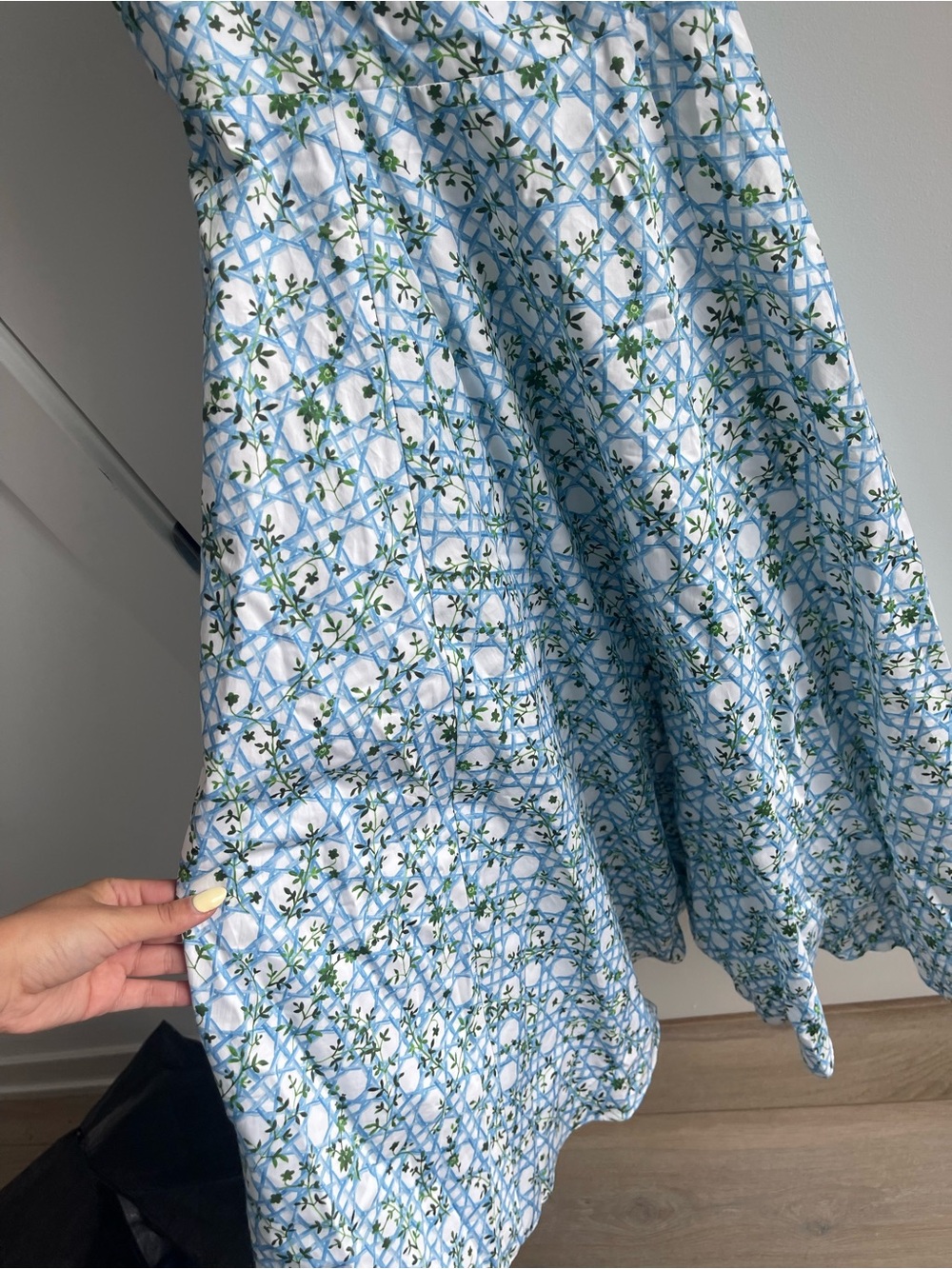Hill House The Daphne Blue Floral Ruffle Sleeve Midi Dress - Picture 2 of 6